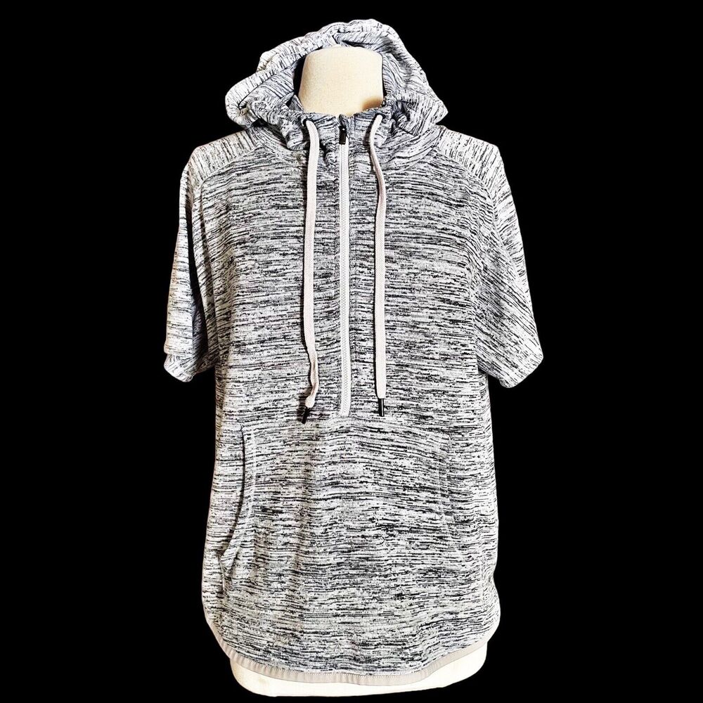 Athleta Short Sleeve Sweatshirt Sweater Hoodie‎ Sz M Lagenlook Grey Heathered